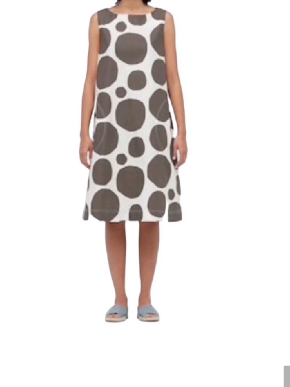 Marimekko x Uniqlo A-Line Shift Brown Polka Dots  Knee Length Dress XS  LIMITED